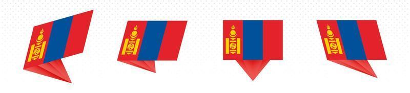 Flagge der Mongolei im modernen abstrakten Design, Flaggensatz. vektor