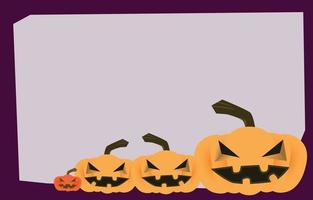 halloween-verkaufsfahnenpapierhintergrund mit geistergesichtskürbissen und fledermäusen, mit kopienraum für design, vektorillustration. vektor