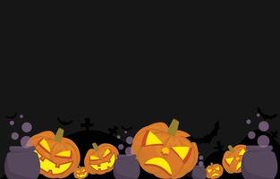 halloween bakgrund. dekorerad med spöke pumpor, häxa kittel, fladdermöss. med kopia Plats. Skräck och spöke dag begrepp illustration vektor