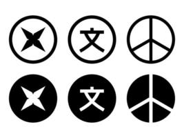 Översätt ikon och översättning ikon i modern stil ikoner är belägen på vit och svart bakgrunder. de packa har sex ikoner. vektor