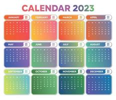 lutning 2023 färgrik kalender mall vektor
