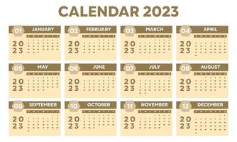 Stilvolle braune 2023-Kalender-Layout-Vorlage vektor