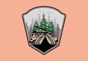 camping med tält och bil illustration design vektor