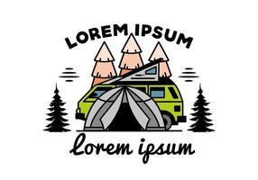 camping med tält och bil illustration design vektor