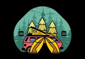 camping med tält och bil illustration design vektor