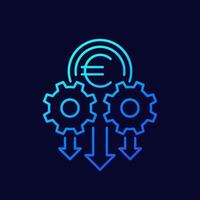 kontanter flöde, pengar förvaltning linje vektor ikon med euro