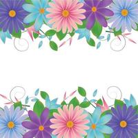 Blumenrahmen Frühlingshintergrund mit Verlaufsgitter, Vektorillustration vektor