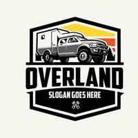 Premium Overland 4x4 Camper Truck Outdoor-Abzeichen-Emblem-Vektor-Logo-Illustration. vektor