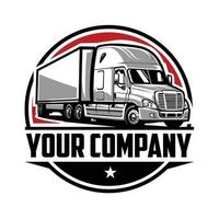 semi lastbil logotyp. lastbilstransporter företag logotyp. premie logotyp vektor isolerat