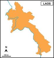 Karte von Laos enthält Mekong-Flusslinien vektor