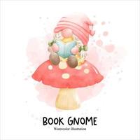 bok tomte, bibliotek gnome vektor illustration