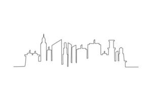 einzelne linie, die modernes stadtbild zeichnet. Skyline-Konzept der Stadt. ununterbrochene Linie zeichnen grafische Vektorillustration des Designs. vektor