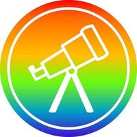 Astronomie-Teleskop kreisförmig im Regenbogenspektrum vektor
