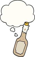 Cartoon-Bierflasche und Gedankenblase vektor