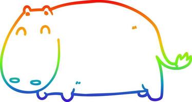 regnbågsgradient linjeteckning tecknad flodhäst vektor