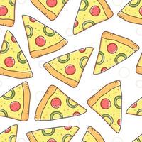 sömlös mönster med pizza i de klotter stil. vektor illustration bakgrund.