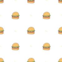 sömlös mönster med doodle-stil hamburgare på en vit bakgrund. vektor illustration bakgrund.
