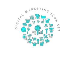 Digital-Marketing-Icon-Set-Design auf weißem Hintergrund vektor