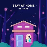 '' stanna hemma och vara säker '' mot koronavirus vektor