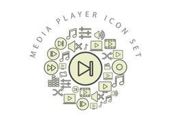 Media-Player-Icon-Set-Design auf weißem Hintergrund. vektor