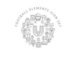 Fußball-Elemente-Icon-Set-Design auf weißem Hintergrund vektor