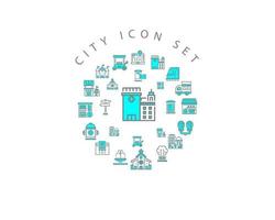 Stadt-Icon-Set-Design auf weißem Hintergrund. vektor