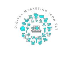 Digital-Marketing-Icon-Set-Design auf weißem Hintergrund vektor