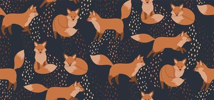 söta sömlösa mönster med röda rävar