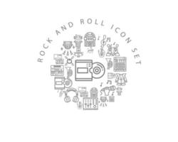 Rock'n'Roll-Icon-Set-Design auf weißem Hintergrund. vektor