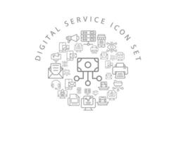 Digital-Service-Icon-Set-Design auf weißem Hintergrund. vektor