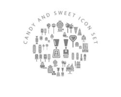 Süßigkeiten und süße Symbol-Set-Design auf weißem Hintergrund. vektor