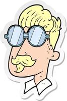 Aufkleber eines Cartoon-Mannes mit Schnurrbart und Brille vektor