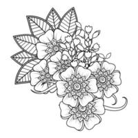 Blumenhintergrund mit Mehndi-Blume. dekoratives Ornament im orientalischen Ethno-Stil. Malbuch. vektor