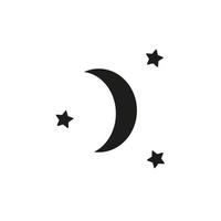 måne och stjärnor på natt platt vektor ikon illustration isolerat på vit bakgrund. begrepp aning. Bra natt