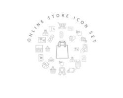 Online-Shop-Icon-Set-Design auf weißem Hintergrund. vektor