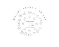 Online-Shop-Icon-Set-Design auf weißem Hintergrund. vektor