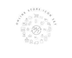 Online-Shop-Icon-Set-Design auf weißem Hintergrund. vektor