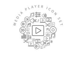 Media-Player-Icon-Set-Design auf weißem Hintergrund. vektor