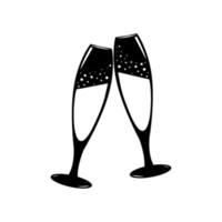 Glas Champagner isoliert. Web-Symbol. lakonische Designvorlage für die Dekoration von Weihnachtskarten, Einladungen zur Hochzeit, Party, Verkostung. prickelnde Getränkekarte. Vektor-Illustration vektor