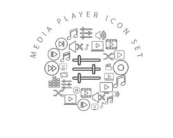 Media-Player-Icon-Set-Design auf weißem Hintergrund. vektor