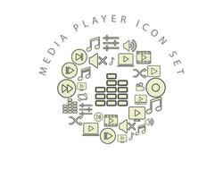 Media-Player-Icon-Set-Design auf weißem Hintergrund. vektor