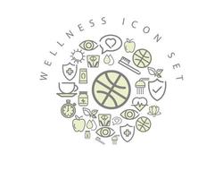 Wellness-Interface-Icon-Set-Design auf weißem Hintergrund. vektor