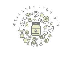 Wellness-Interface-Icon-Set-Design auf weißem Hintergrund. vektor