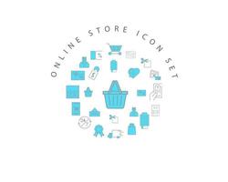 Online-Shop-Icon-Set-Design auf weißem Hintergrund. vektor