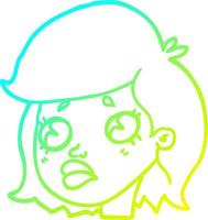 Kalte Gradientenlinie Zeichnung Cartoon trauriges Mädchen vektor