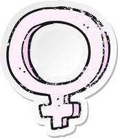 retro bedrövad klistermärke av en tecknad serie kvinna symbol vektor