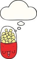 tecknad serie medicinsk piller och trodde bubbla vektor