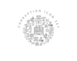 Korruption Icon-Set-Design auf weißem Hintergrund vektor
