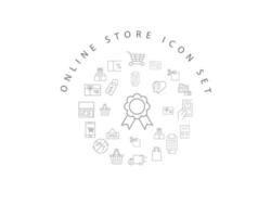 Online-Shop-Icon-Set-Design auf weißem Hintergrund. vektor