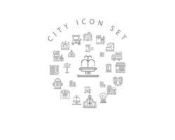 Stadt-Icon-Set-Design auf weißem Hintergrund. vektor